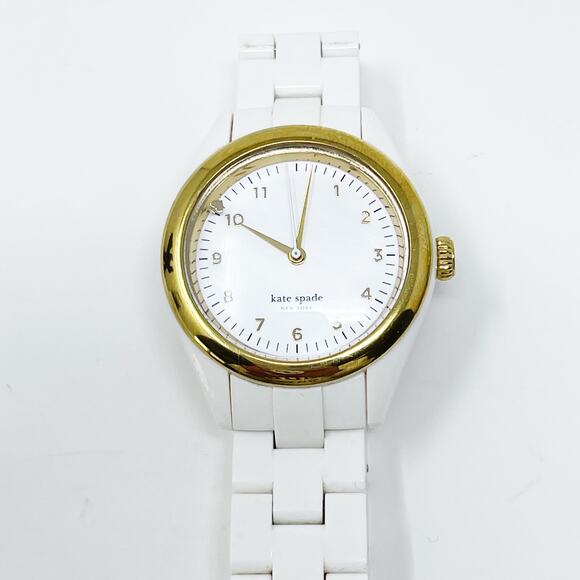 Kate Spade New York White Live Colorfully Watch Gold Tone Ladies Lightweight - Picture 2 of 10